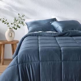 91240674 Casaluna King/california King Rayon From Bamboo Comforter Set Dark Mineral Blue