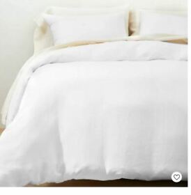 060-17-4014 Casaluna King Hemp Duvet Cover And Sham Set White New