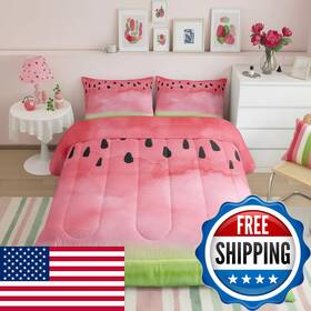 Castle Fairy B0b63x4t3t Watermelon Comforter Set Fullwatercolor Tie Dye Bedding 3pcs