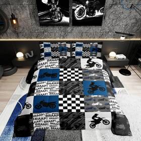B0bnzrw88c Castle Fairy Fairydirt Bike Comforter Set Twin Size Black Grey Blue Motocross Rider