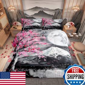 B0bsl3hqd5 Castle Fairy Japanese Ukiyoe Comforter Set King Size Fuji Mountain Scenery