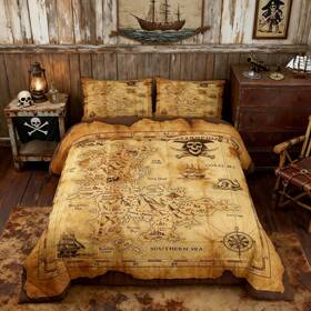B0c7zx7wtv Castle Fairy Nautical Map Comforter Set Queen Sizepirate Boat Compass Bedding
