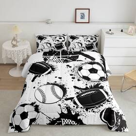 Cyj5936bzyqq-full Castle Fairy Baseball Comforter Football Basketball Bedding Set For Kids Boys Ball Sports