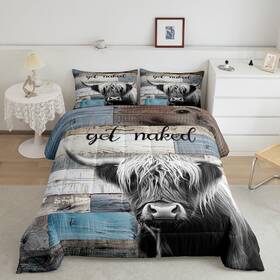 Cyjs13937zmd-bz Castle Fairy Rustic Highland Cow Comforter Set King Size Farmhouse Animals Plants Quilt Se