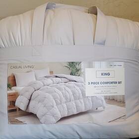 1796308 Casual Living King 3-piece Comforter Set White Reversible Down Alternative