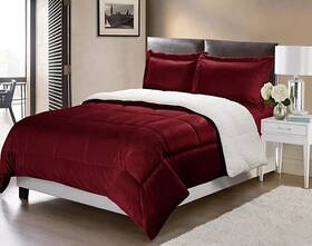 108267-twin Cathay Home Inc Reversible Micromink And Sherpa 2-pc. Comforter Set - Twin Bur