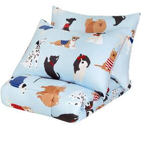 Cathay Home 196789019798 New Puppy Dogs Reversible King Sz Complete Bedding 7 Pc Comforter Set Blue