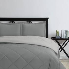 Cathay Home 877512005102 Ultra Plush Goose Down Alternative Full/queen Reversible Comforter Set - /sil
