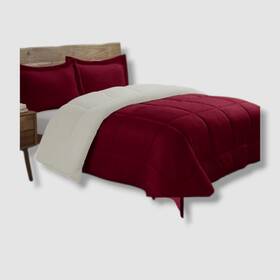Cathay Home Inc 840970152404 Red Sherpa And Faux Micromink Reversible Comforter Set King