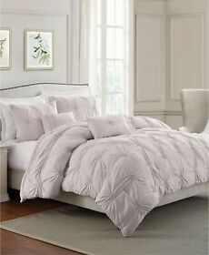 Cathay Home Inc. Floral Pintuck Pinch Pleat 3pc Comforter Set Full Queen Blush