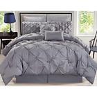 Cf03285grayq Piece Rochelle Pinched Pleat Gray Comforter Set Queen 888804042521