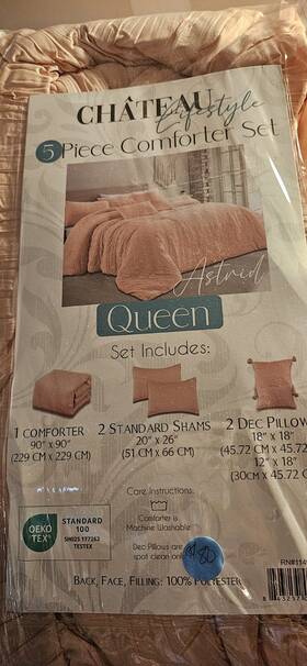 177262 Ch Teau Lifestyle Sho25 Astrid Queen Peach 5 Piece Comforter Set With Shams And Pillows