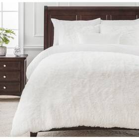91983702 Chanasya Fuzzy Faux Long Fur Duvet Cover Set - 3-piece