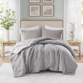 Ch10-011 Chapel Hill By Croscill Arlo 3-piece Charcoal Cotton Blend Full/queen Comforter Set