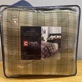 Chaps 080995441415 Ralph Lauren Brown Check Queen Comforter Set Show And Circuit New