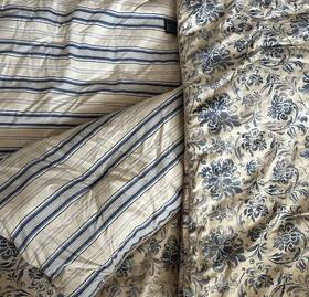 Chaps 886087368208 Ralph Lauren Quilt Set 3 Pc Queen Or Full 2 Shams - Blue Cream Tan 80x92