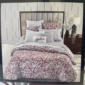100104274tw Charter Club Damask Collection Manor Garden Cotton 2 Pc Twin Comforter Set Red