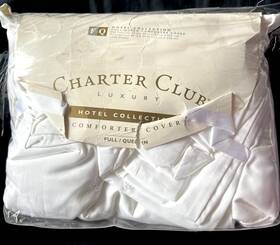 Charter Club 636189129746 New Luxury Hotel Collection White Comforter Cover Full / Queen Nip