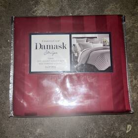 Charter Club 706258051084 Damask Collection Size Twin Red Comforter Cover 550 Thread Count