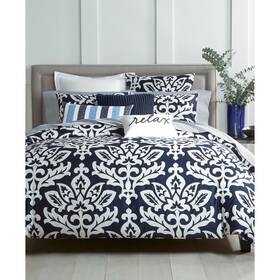 Charter Club 706258364955 Damask Designs Cotton Navy 2-piece Comforter Set Twin New