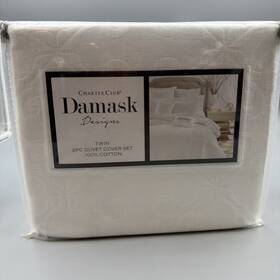 Charter Club 766370416345 Damask Designs Woven Tile 2-pc White Comforter Set Twin
