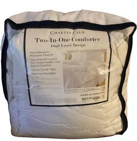 805155 Charter Club Two-in-one Comforter King White Down Alternative Hypoallergenic