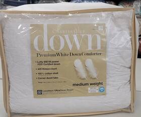 Fedc0820wk Charter Club Premium White Down King Comforter Medium Weight New Msrp 480