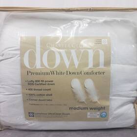 Fedc0820wq Charter Club Down Comforter Full Queen Medium Weight White 600 Fill Cotton Shell