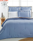 Charter Club Full Queen Comforter Lake Blue Damask Stripe Solid Reversible 08 766380528380