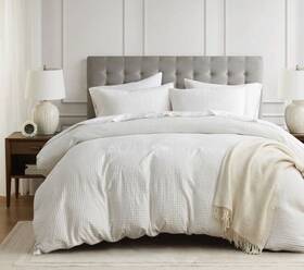 42786795 Chelsia Square Chelsea Hanna Modern Twin Boho Waffle Weave Textured Comforter Set- White
