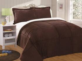 Chezmoi Collection 313106626617 3-piece Micromink Sherpa Reversible Down Alternative Comforte