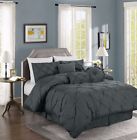 Chezmoi Collection 7-pc Sydney Pintuck Pleated Comforter Set Cal King Charcoal 840079110299