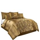Chezmoi Collection 7-piece Jacquard Floral Comforter Set King Gold