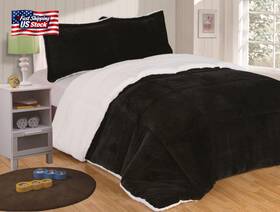 Chezmoi Collection 744110678420 3-piece Micromink Sherpa Reversible Down Alternative Comforte