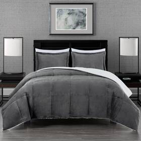 Chezmoi Collection 840079107541 3-piece Micromink Sherpa Reversible Down Alternative Comforte
