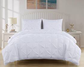 Chezmoi Collection 840079109668 Berlin White Pinch Pleat Queen Comforter Set 3-piece And Pillow S