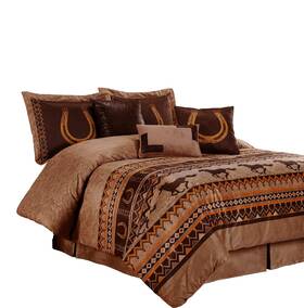 Chezmoi Collection 840079115270 Sedona 7-piece Southwestern Wild Horses Microsuede Bedding Comforter Set Cal