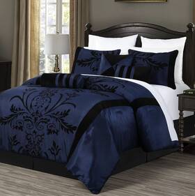 Chezmoi Collection 840079145284 Nobility 7-piece Floral Comforter Set - Faux Silk Comforte