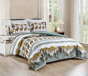 Chezmoi Collection 840079146298 3-piece Wilderness Forest Wildlife Moose Bear Microfiber Printed Comforter Se