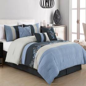 Chezmoi Collection 840079147325 Napa 7piece Luxury Autumn Leaves Scroll Embroidery Bedding Comforter Set King Na