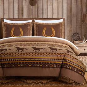 Chezmoi Collection 840079147721 Maverick 7-piece Queen Microsuede Bed In A Bag Comforter Set - Southwestern W