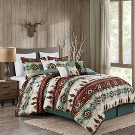Chezmoi Collection 840079149879 Dune 7-piece Southwestern Cowboys Aztec Comforter Set - Mu