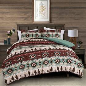 Chezmoi Collection 840079149930 Audun 3-piece Southwestern Cowboys Aztec Comforter Set - M