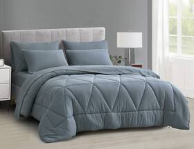 Chezmoi Collection 840079151339 Jasper Full Bed In A Bag 7-pieces Triangle Geometric Quilted Soft Washed Doub