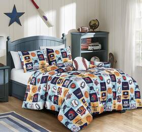 Chezmoi Collection 840079155139 4-piece Kids My Sports Bedding Comforter Set Full/queen Size - Soft Microfibe