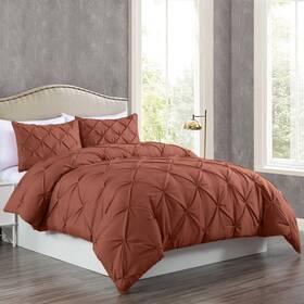 Chezmoi Collection 840079160546 Berlin Terracotta Pinch Pleat King Comforter Set 3-piece Co