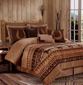 Chezmoi Collection 840079165824 Sedona 7-piece Southwestern Wild Horses Microsuede Bedding Comforter Set Ext