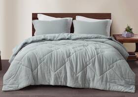 Chezmoi Collection 840079172372 Skye 3-piece 100% Cotton Muslin Thin Comforter Set King Light Blue-gray Reve