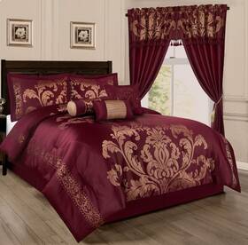Chezmoi Collection 840079172730 Royale 7-piece Jacquard Floral Comforter Set Oversized Ki