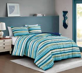 Chezmoi Collection 840079174109 Morgan 3-piece Striped Comforter Set Size - King Multicolor Green Blue